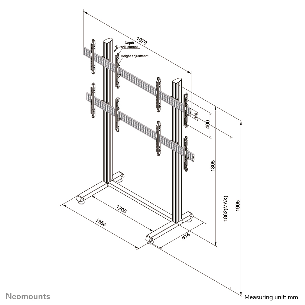 Neomounts Pro Mobiler Videowall Bodenständer